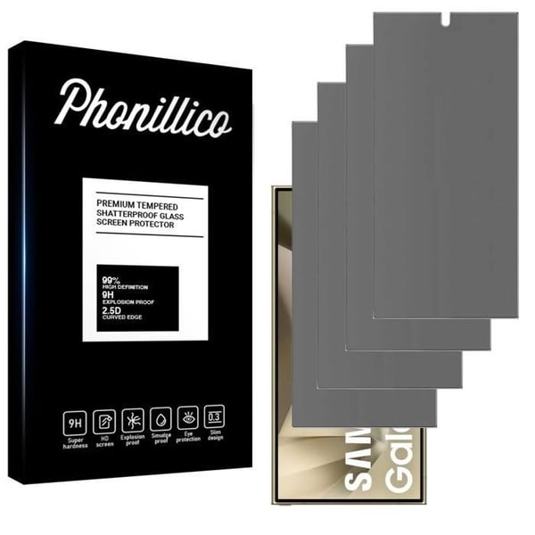 Skärmskyddsfilm - Phonillico - Samsung Galaxy S24 ULTRA - 4-pack - Svart - Antispion