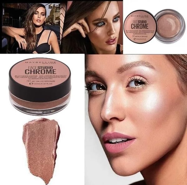 Ljusreflekterande Gel - Maybelline - FACE STUDIO CHROME - 30 Metallisk Brons - Metallisk Effekt - 9,5ml