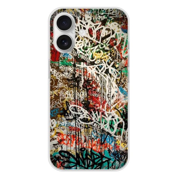 Tryckt silikonfodral som är kompatibelt med Apple iPhone 16 Graffiti 1