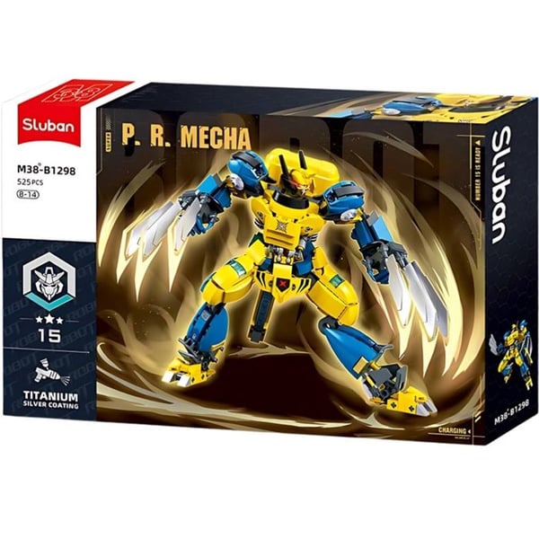 Byggklossar - SLUBAN - Robot Super PR Mecha gul blå - 525 bitar - Framtida rustning - Kompatibel med flera märken
