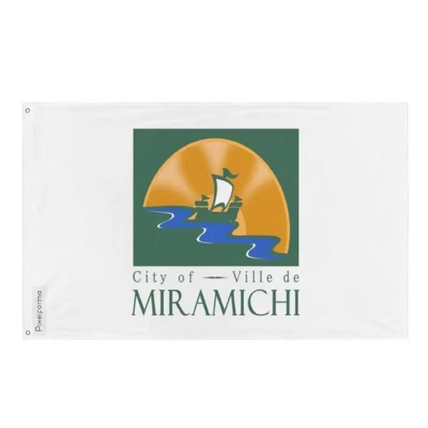Miramichi flagga – 90 x 150 cm – Hållbar polyester – 2 öglor i metall – Inomhus/utomhusbruk – Pixelforma