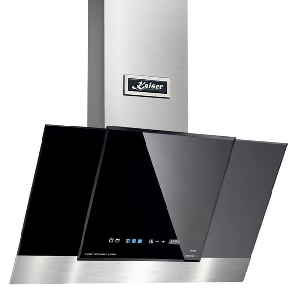 Kaiser Vinklad väggmonterad fläkt 80 cm AT 8438 Fläkt GRAND CHEF • Svart glas • FullTouch • 910 m³/h • Utsugning/återvinning