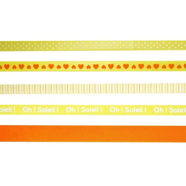 MégaCréa DIY - Tryckt band Gul 90 cm 5 stycken