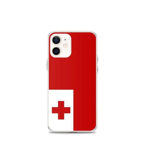 Mobilskal – Tonga-flagga – Kompatibel med iPhone 12 mini – Mjuk Fodral – Stöttålig och Chockresistent - Silikon - Pixelforma