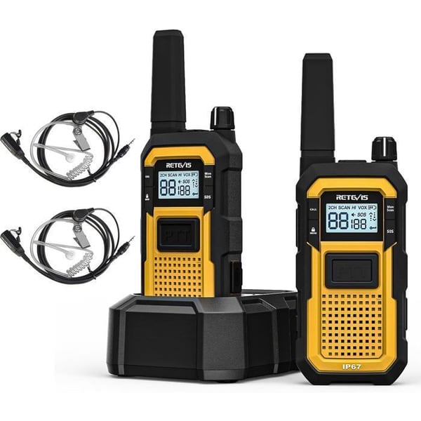 Retevis RB648 Talkie Walkie Vattentät, Robust, IP67 VOX Dubbel PTT, 2000mAh Tvåvägsradio för Byggarbetsplats