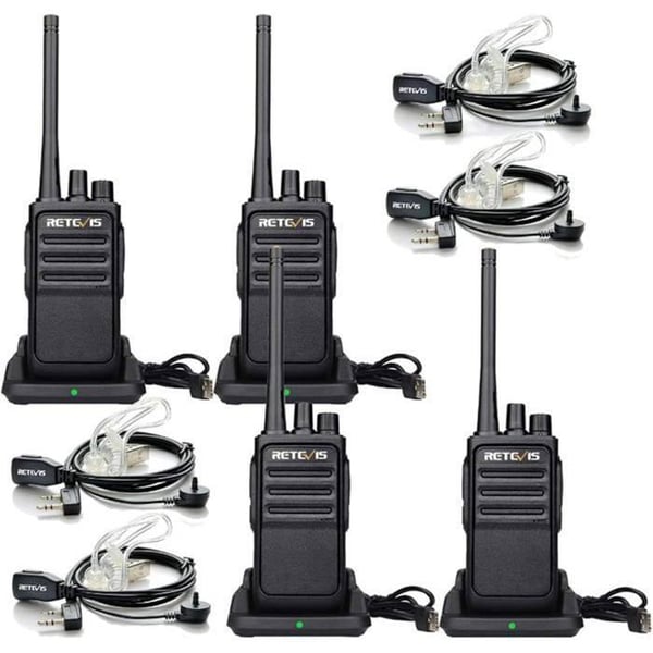 Retevis RT617 Walkie Talkie Lång Räckvidd, PMR446 Professionell, VOX, 16 Kanaler CTCSS/DCS, med Hörsnäcka, för Vandringar, Camping