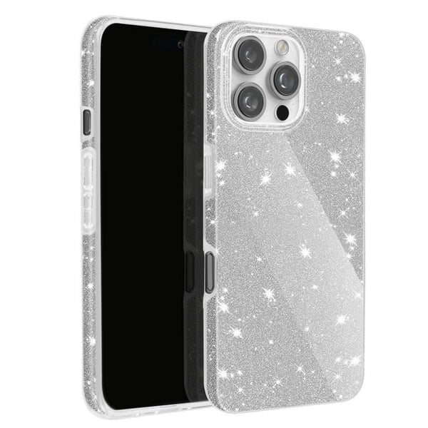 iPhone 16 Pro skal - AVIZAR - Silver Glitter - Rep- och stöttålig