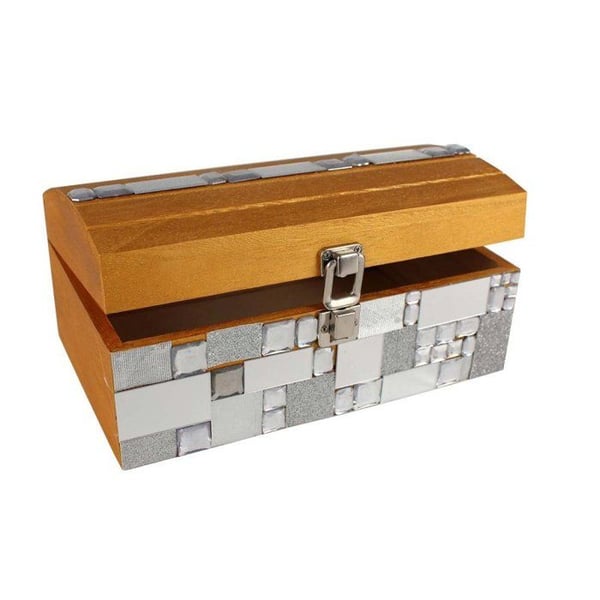 MégaCréa DIY - Trälåda med kupolformad lock 25 x 15 x 11,5 cm