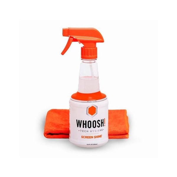 WHOOSH – TV, PC, Mac Skärmrengöring, Spray 500 ml + Mikrofiber, LCD, LED, OLED, Utan Alkohol, Naturlig Formel