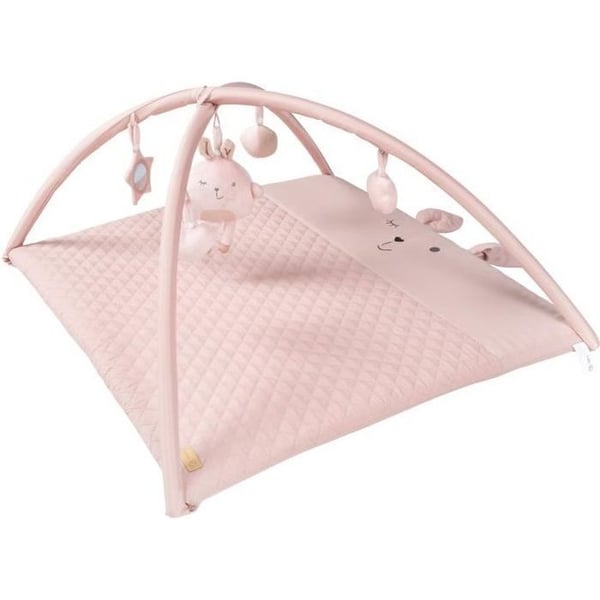 Sensory Baby Activity Mat - roba Style - med 5 leksaksbågar - 85 x 75 cm - Rosa / Kaninhuvud