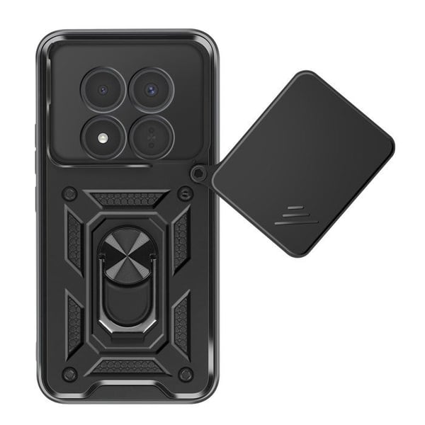 Skyddsfodral för Redmi Note 15 Pro Plus 5G med roterande kameraskydd och svart stödring