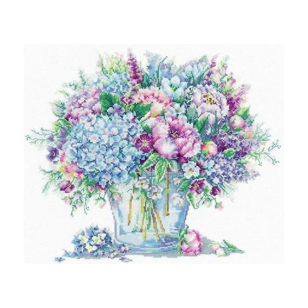 Andriana korsstygnsset - Sommarbukett 33x30 cm