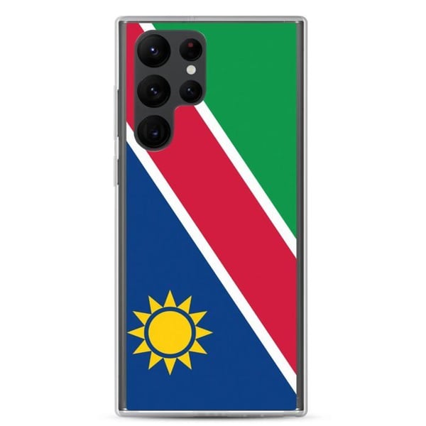 Telefonfodral – Namibias flagga – Kompatibel med Samsung Galaxy S22 – Mjukt fodral – Stöt- och slitstarkt – Pixelforma