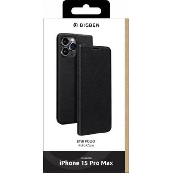 Skyddsfodral för iPhone 15 Pro Max - BIGBEN CONNECTED - Folio - Svart - Hårt skal - Flik