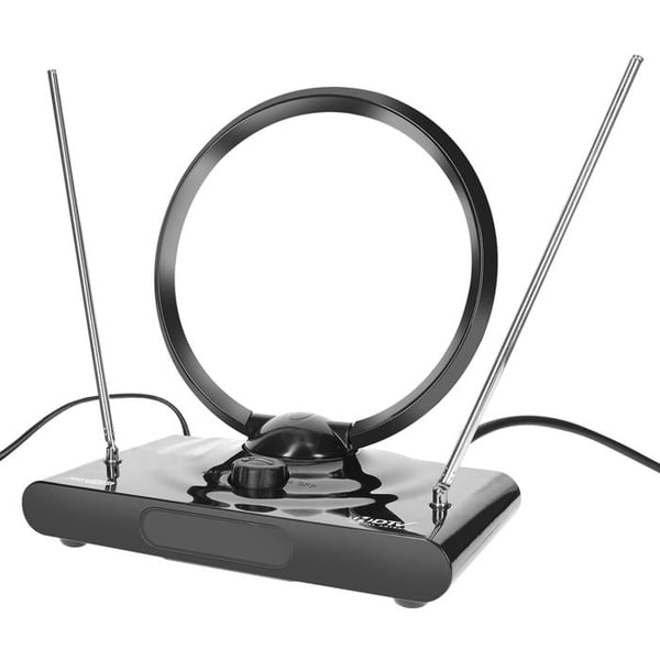Antenna TV Rund Digital HDTV 38 dBi Mottagning TNT / DVB-T Ultra Kraftfull Max excell Svart