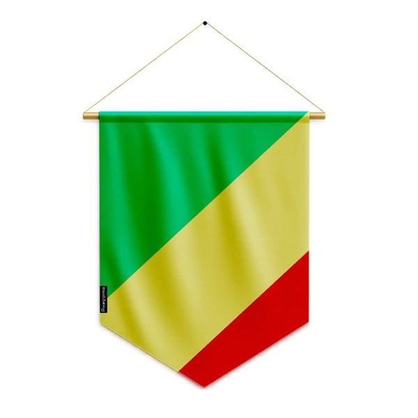 Fanion – Flagga för Kongos republik – 30 x 45 cm – Polyester – Att hänga – Pixelforma