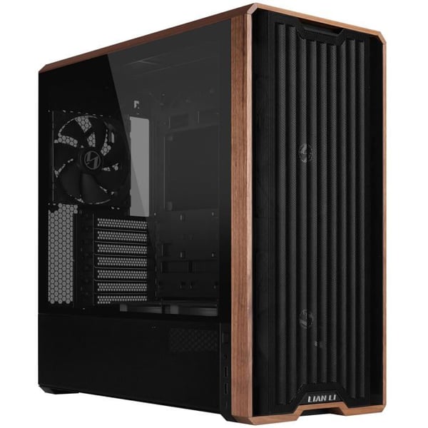 PC-chassi - Lian Li - Lancool 217 - Svart - 5 fläktar - Härdat glas - Valnöts accentuerad