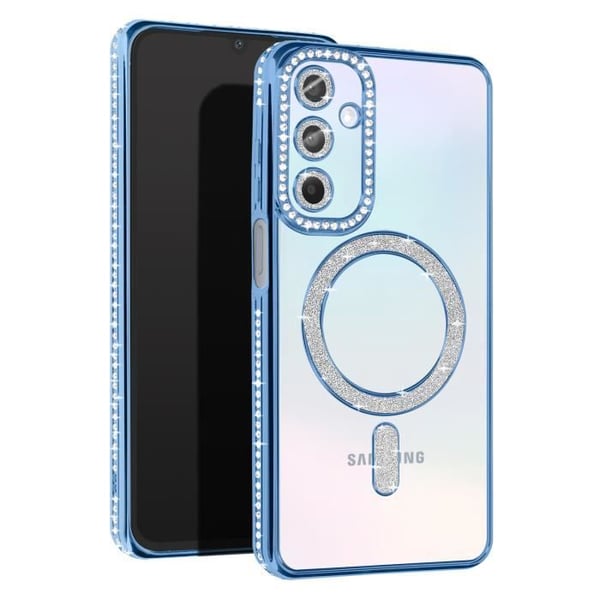 Diamantfodral till Samsung Galaxy A15 MagSafe Contour Rhinestone Light Blue