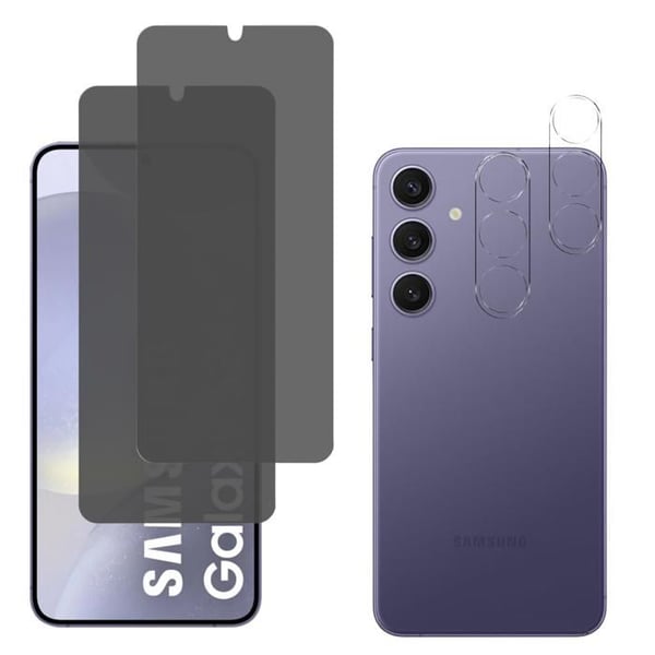 Skydd film - Phonillico - Samsung Galaxy S24 PLUS - Härdat glas svart - Anti-spion - Pack 2