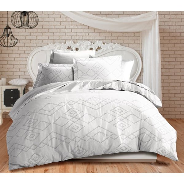Sängkläder 3P "Louna" 260 x 240 cm Romb Grå King size 100% Bomull Sängkläder 3P "Louna" 260 x 240 cm Romb Grå King size 100% Bomull