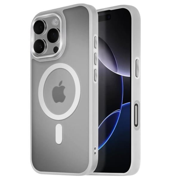 Coque MagSafe för iPhone 16 Pro Matt Frostad Baksida Grå Kontur