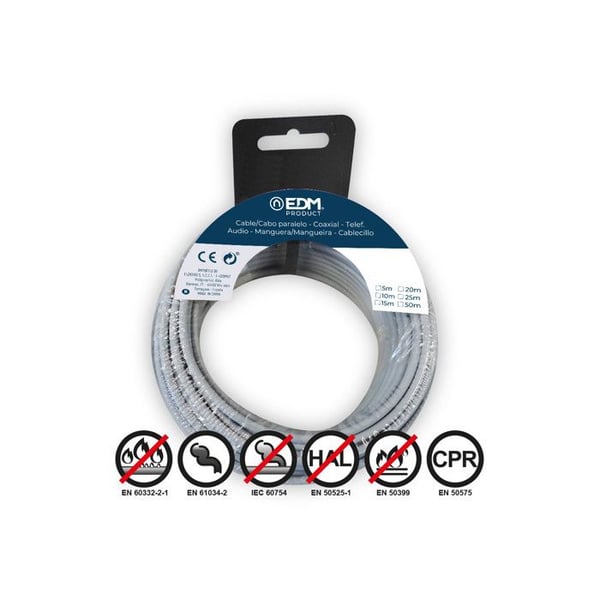 Elastisk elektrisk kabelspole 2,5mm Grå utan halogen 20m