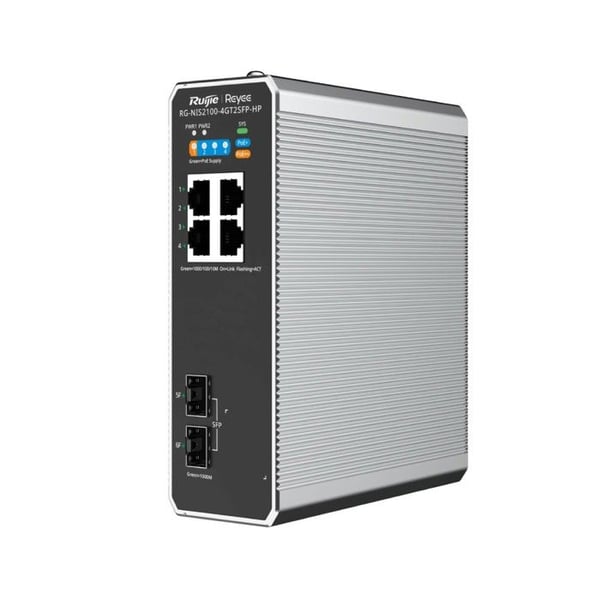 Reyee Cloud Hanterad PoE Industri Switch Layer2 PoE+ 4x RJ45 Gigabit 2x SFP Gigabit