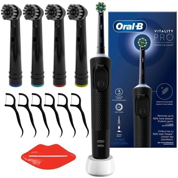 Elektrisk tandborste - Oral-B - Vitality Pro Protect X Clean - 3 lägen - 4 munstycken - Timer 2 minuter