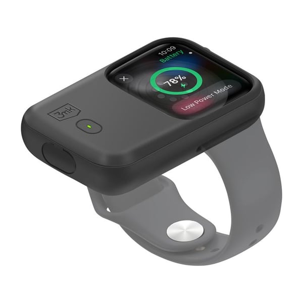 Trådlös powerbank för Apple Watch 49mm 1200mAh Silikonfodral 3mk Svart