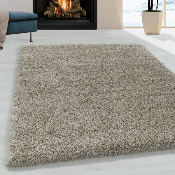 Shaggy matta - MELIS HOME - Enfärgad design - 30 mm lugg - Ø 160 cm rund - Taupe