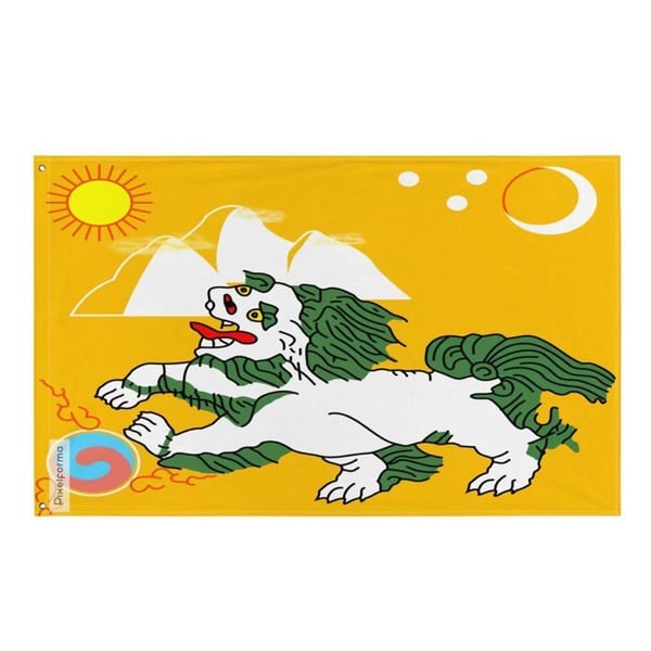 Tibets flagga 1920 till 1925 – 128 x 192 cm – Polyester – Metallöglor – Hållbar