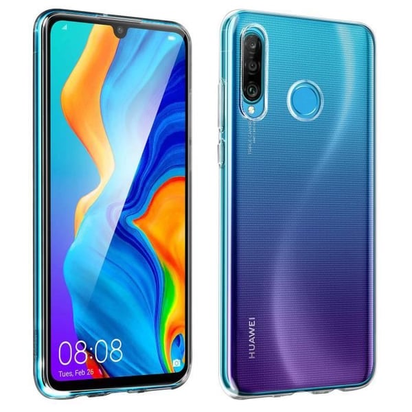 Skyddsfodral och skydd film - Huawei - P30 Lite - Silikon - Härdat glas - Svart