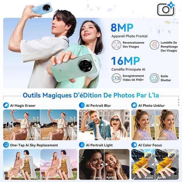 BLACKVIEW SHARK 6 5G Smartphone Android 15 Billig Mobiltelefon, 12Go+128Go, 6.88'' HD, 120Hz, 5000mAh, 16+8MP, Dual SIM, NFC, Blå