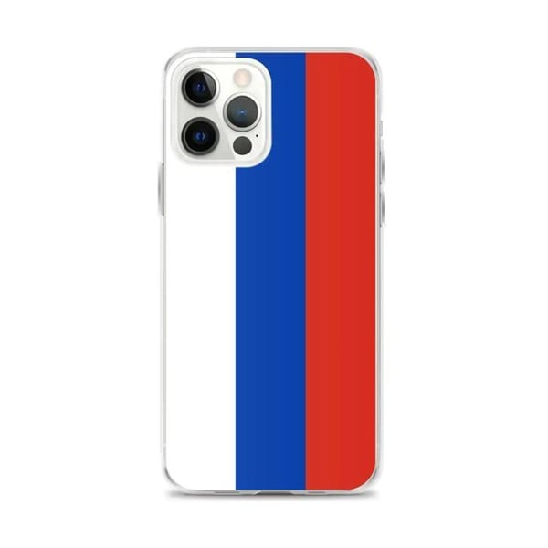 Telefonfodral – Rysslandsflagga – Kompatibel med iPhone 12 Pro Max – Mjuk Fodral – Slitstark och Stötresistent – Silikon – Pixelforma