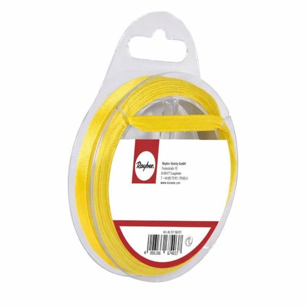 Satinband, gult, 7 mm, rulle 10 m