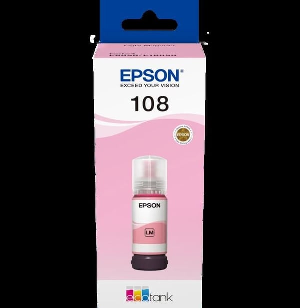 Bläckflaska - EPSON - 108 Magenta Light - 70 ml - För EcoTank L18050/L8050 - Färgämnesbaserat bläck