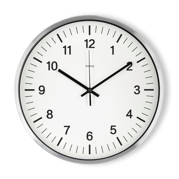 Väggklocka radiostyrd "Shiny", Ø 35cm, aluminium