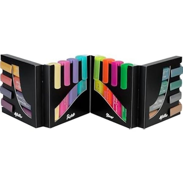 Faber-Castell 254603 - 16-delars highlighter-set, bordstablett med alla neon-, pastell- och metallfärger