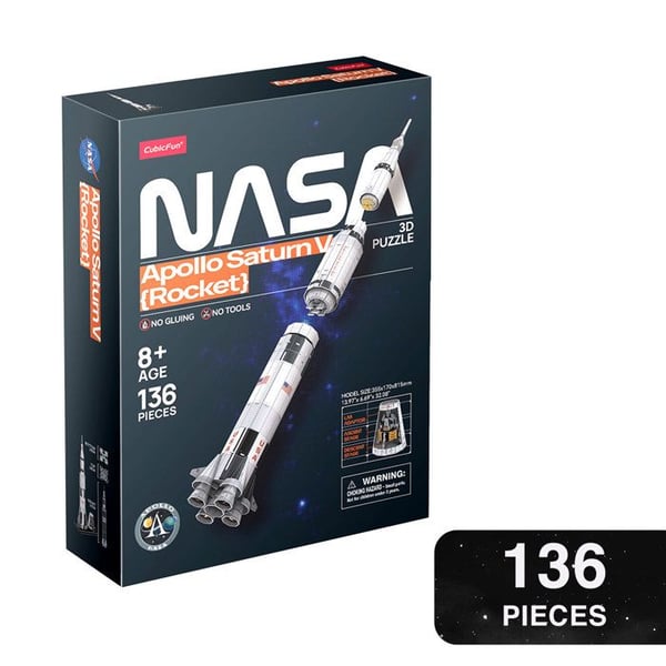 3D-pussel Apollo Saturn V Rocket, 3D-pussel för barn | Modell att bygga vuxen, present till 8-årig pojke, modeller och modellering