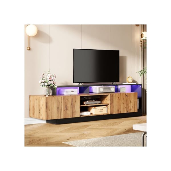 Moderne tv-møbel til tv op til 70 tommer med åbent opbevaring Sort ramme
