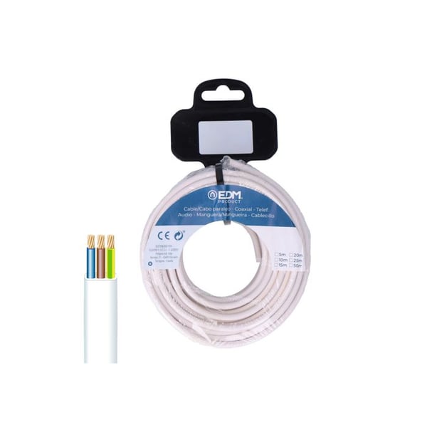 Platt ljudkabelrulle 3x1 vit 25m