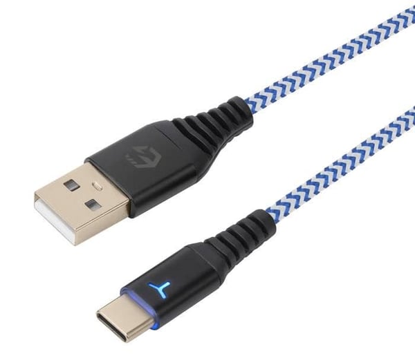 EGOGEAR - 3M USB-C FLAT REGLERAD KABEL SCH10 VIT OCH BLÅ POU- USED