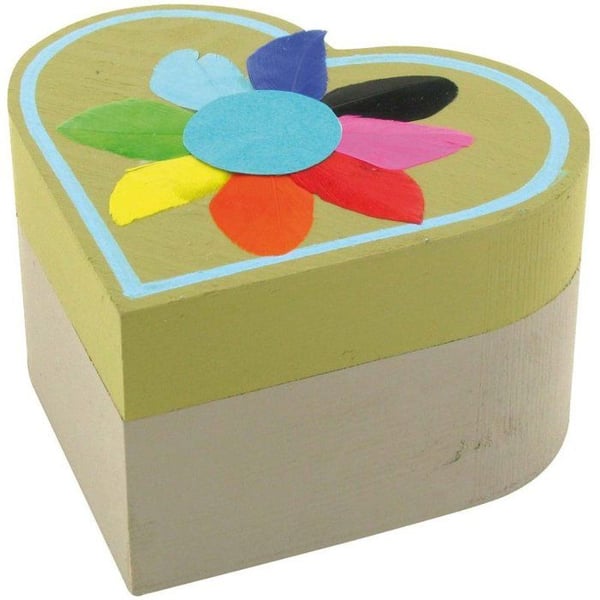 Låda - MEGACREA DIY - Hjärta - Obehandlad trä - 13 x 13 x 5 cm - Inuti