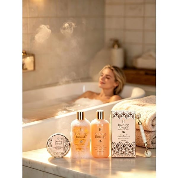 Lyxigt Ljusrosa Avkopplande Badpresentset – Set 5 delar