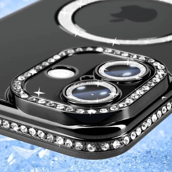 Coque - Diamant - iPhone 16 Plus - MagSafe-skydd - Strass-kontur - Elegant
