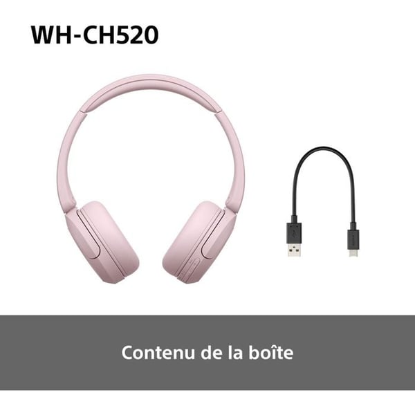 Sony trådløse Bluetooth Multipoint hovedtelefoner WHCH520 i rosa