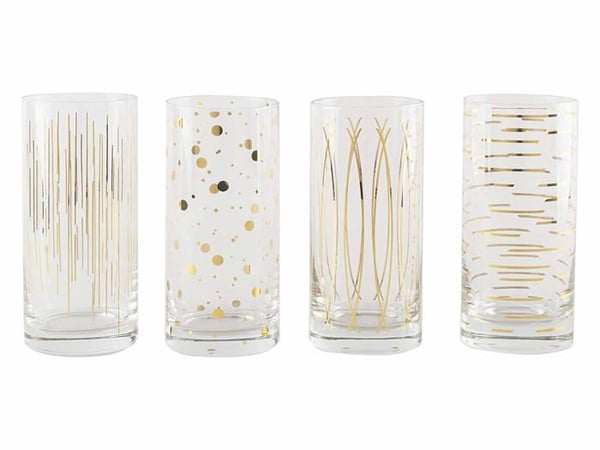 Kreativa toppar - 5140628 - Mikasa 'Cheers' Set med 4 Gravel Crystal Highball-glasögon, 470 ML - Guldeffekt