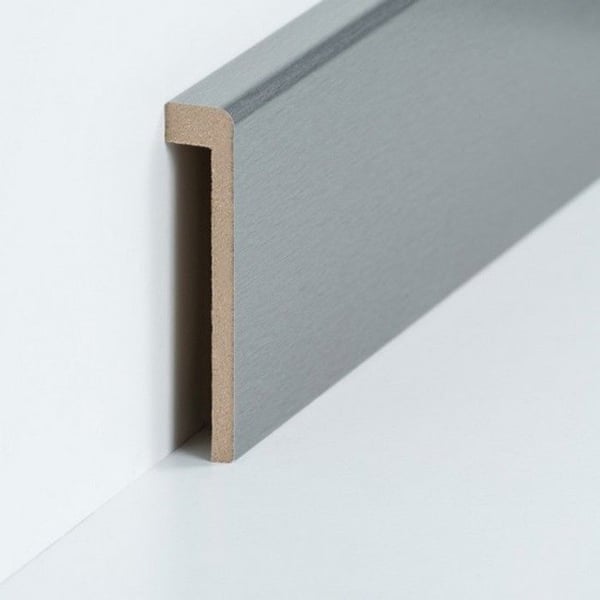 PROVISTON Sockel för kakel Upp till 85 mm hög 19 x 96 x 2500 mm Silverlackerad MDF Över 25 meter | 10 stycken