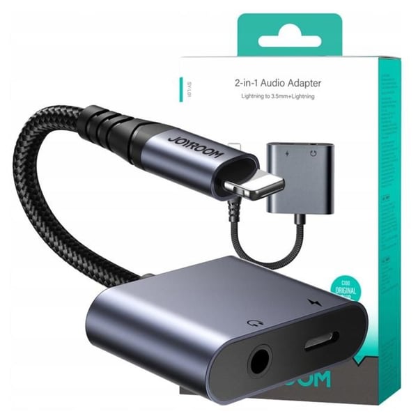Ljudadapter 2 i 1 - JOYROOM - SY-L01 - Lightning till 3,5 mm + Lightning - Samtidig lyssning och laddning - Svart