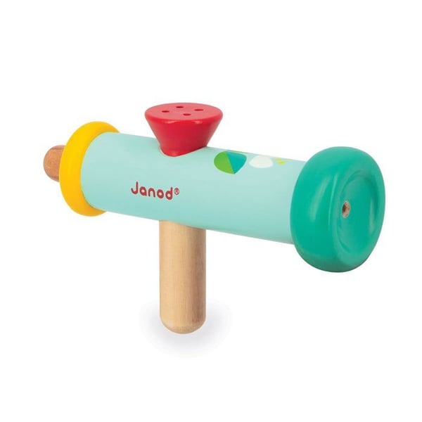 Musikleksak - JANOD - Trätrumpet Gioia - 12,5 cm - Färgglad - För barn från 18 månader